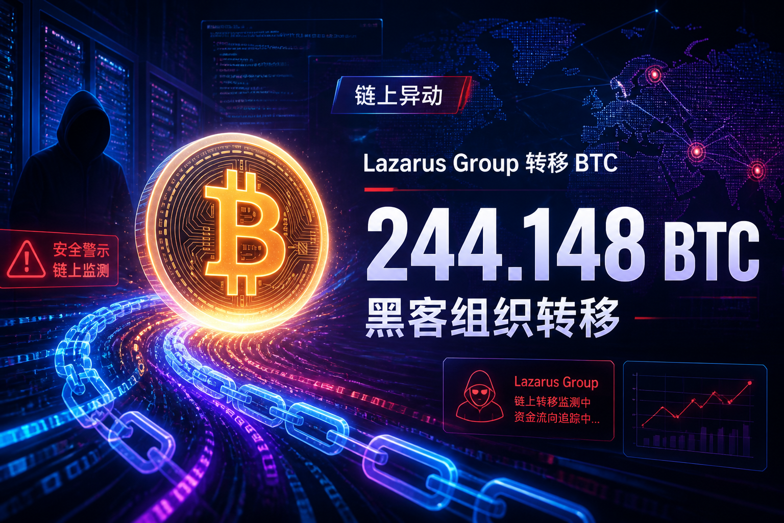 黑客组织 Lazarus Group 转移 244.148 枚 BTC