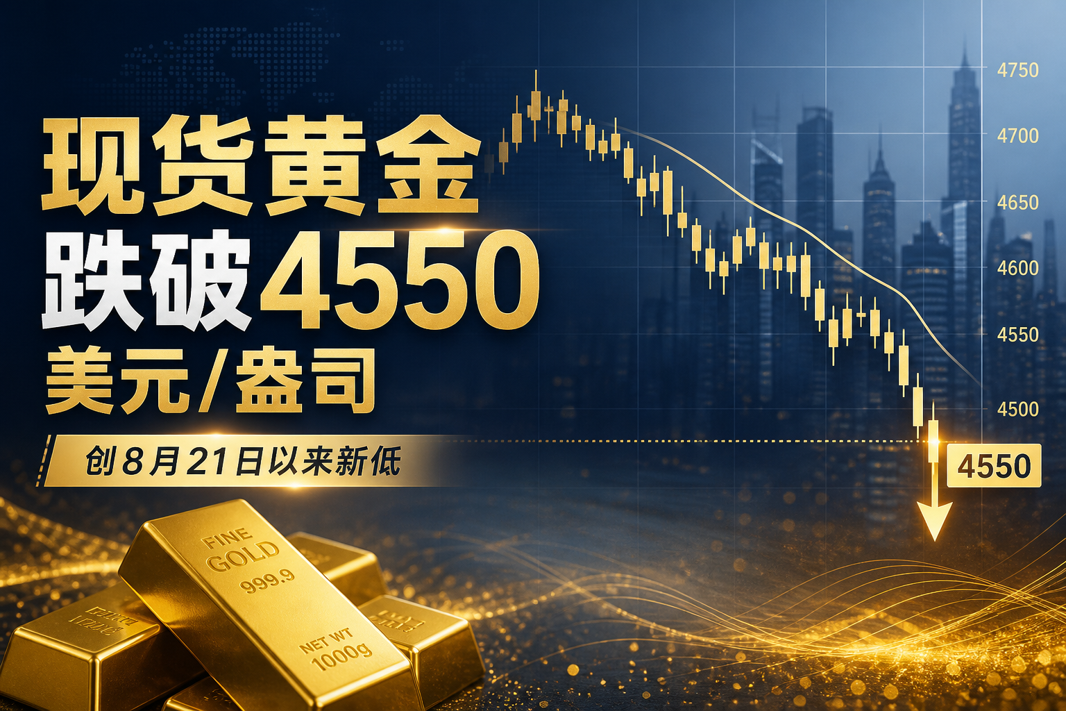 现货黄金一度跌破 4550 美元/盎司