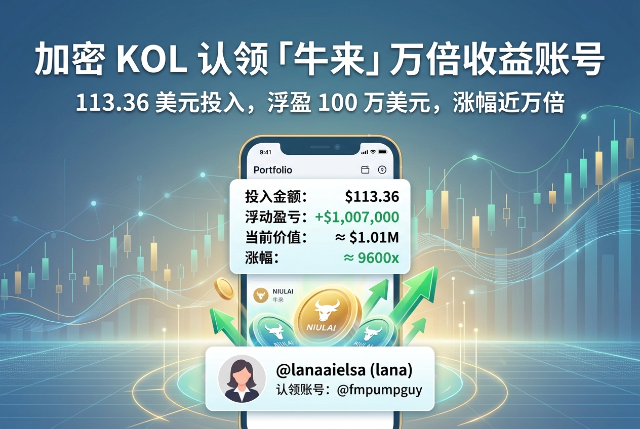 加密 KOL lana 认领「牛来」单币万倍收益账号