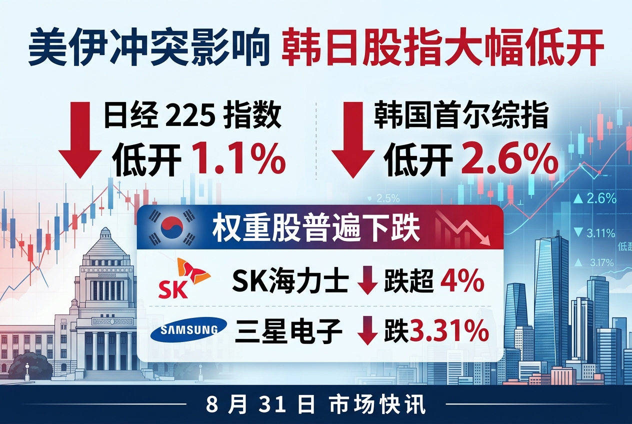 韩日股指大幅低开,SK 海力士跌超 4%