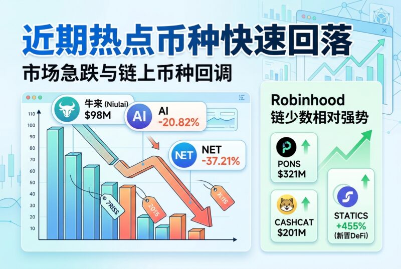 近期热点币种快速回落:“牛来”市值跌破 1 亿美元,Robinhood 链仅少数代币相对强势-指挥使社区 - 真实线索、热点议题与深度观察