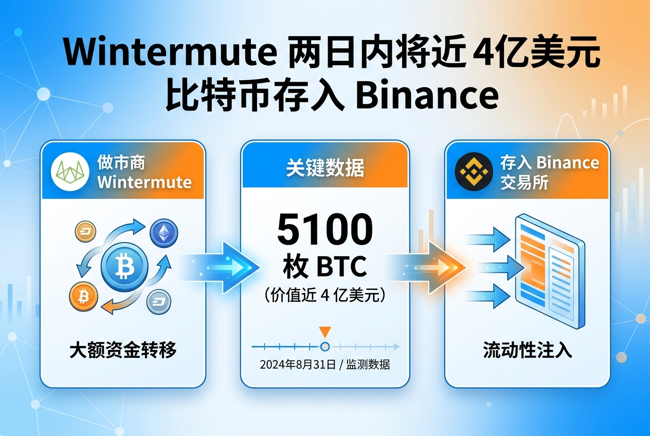 Wintermute 近两日将价值近 4 亿美元的比特币存入 Binance