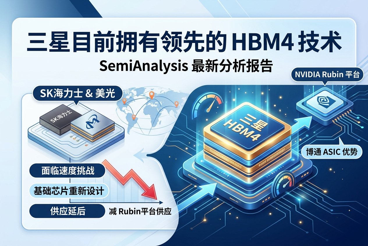 SemiAnalysis：三星目前拥有领先的 HBM4 技术