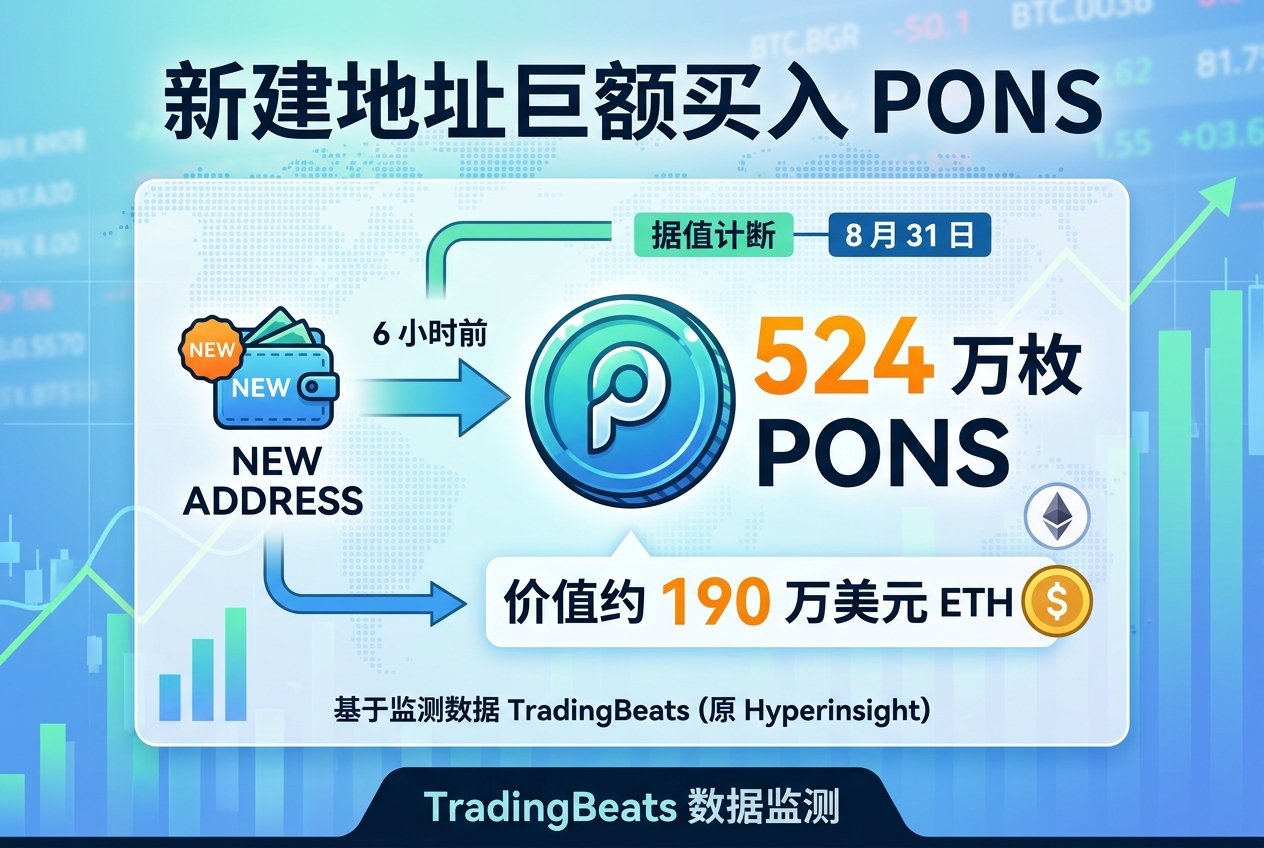 新建地址买入 524 万枚 PONS