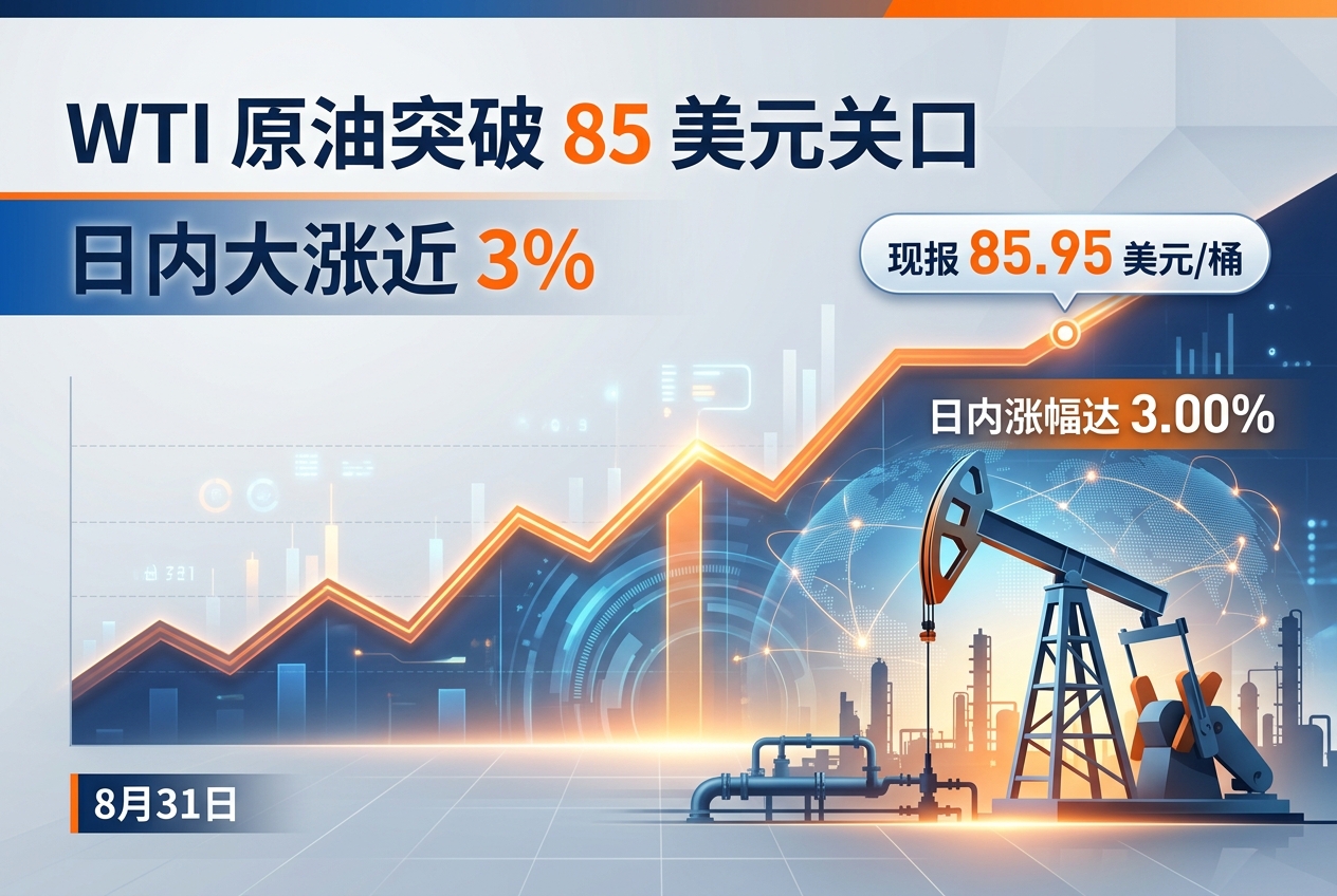 WTI 原油突破 85 美元关口,日内大涨近 3%