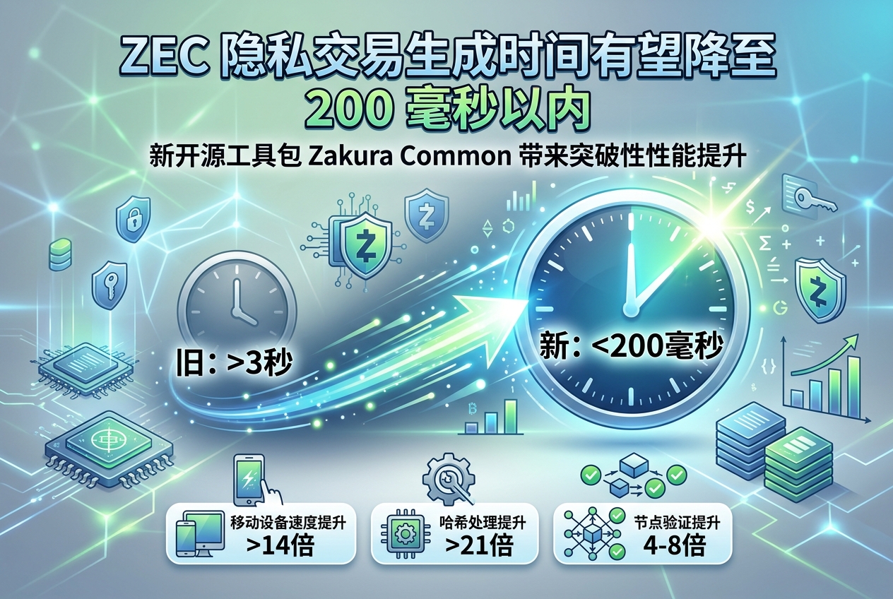 ZEC 隐私交易生成时间有望降至 200 毫秒以内