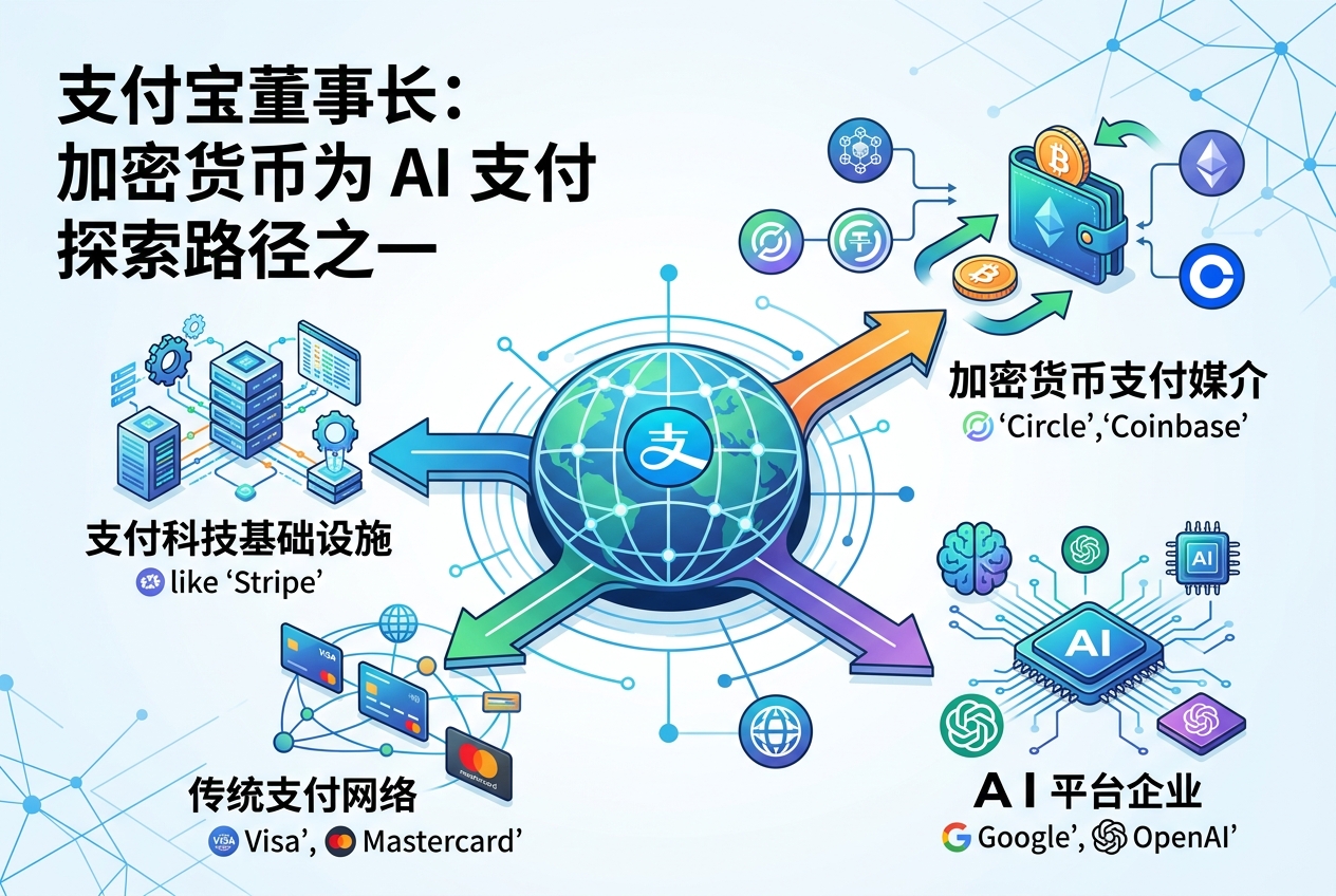 支付宝董事长：加密货币作为支付媒介已成为 AI 支付探索路径之一