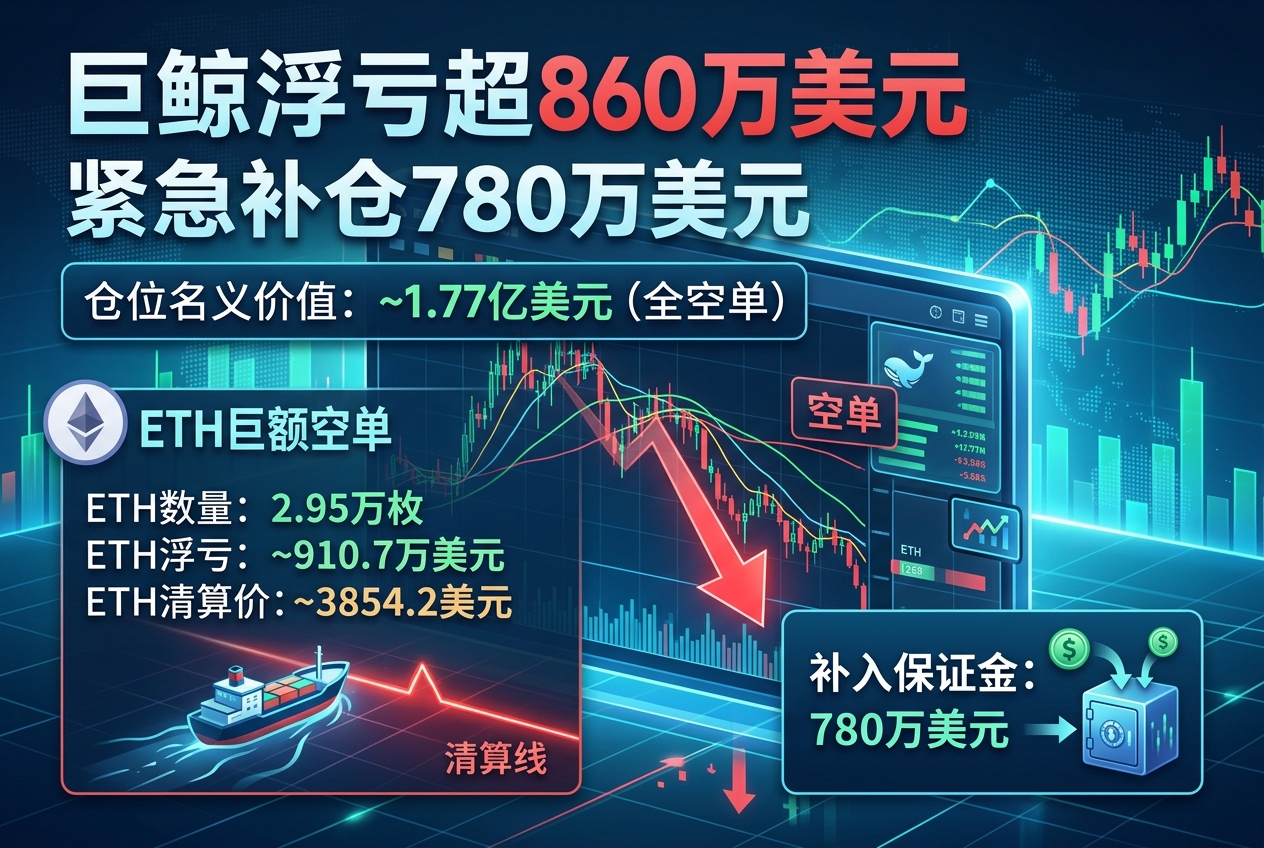 空头机构 Fasanara Capital 补入 780 万美元保证金,上亿仓位浮亏逾 860 万美元