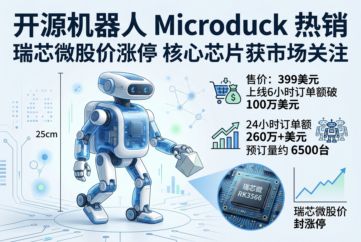 瑞芯微股价涨停，开源机器人 Microduck 热销引发关注