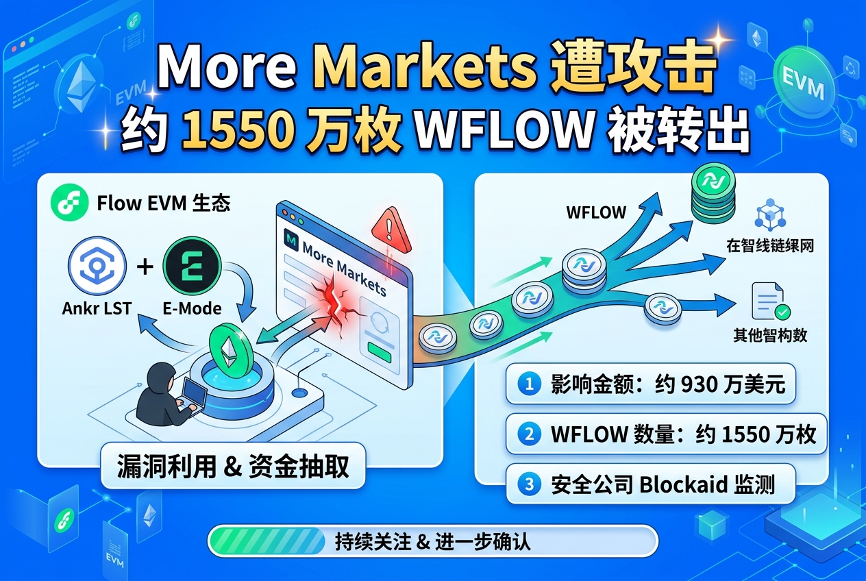 More Markets 遭攻击，约 1550 万枚 WFLOW 被转出