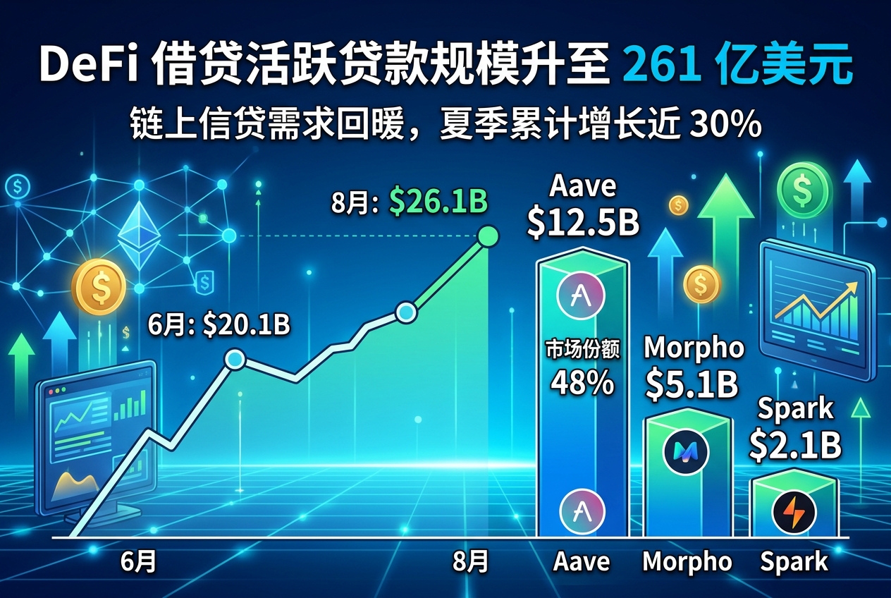 DeFi 借贷活跃贷款规模升至 261 亿美元