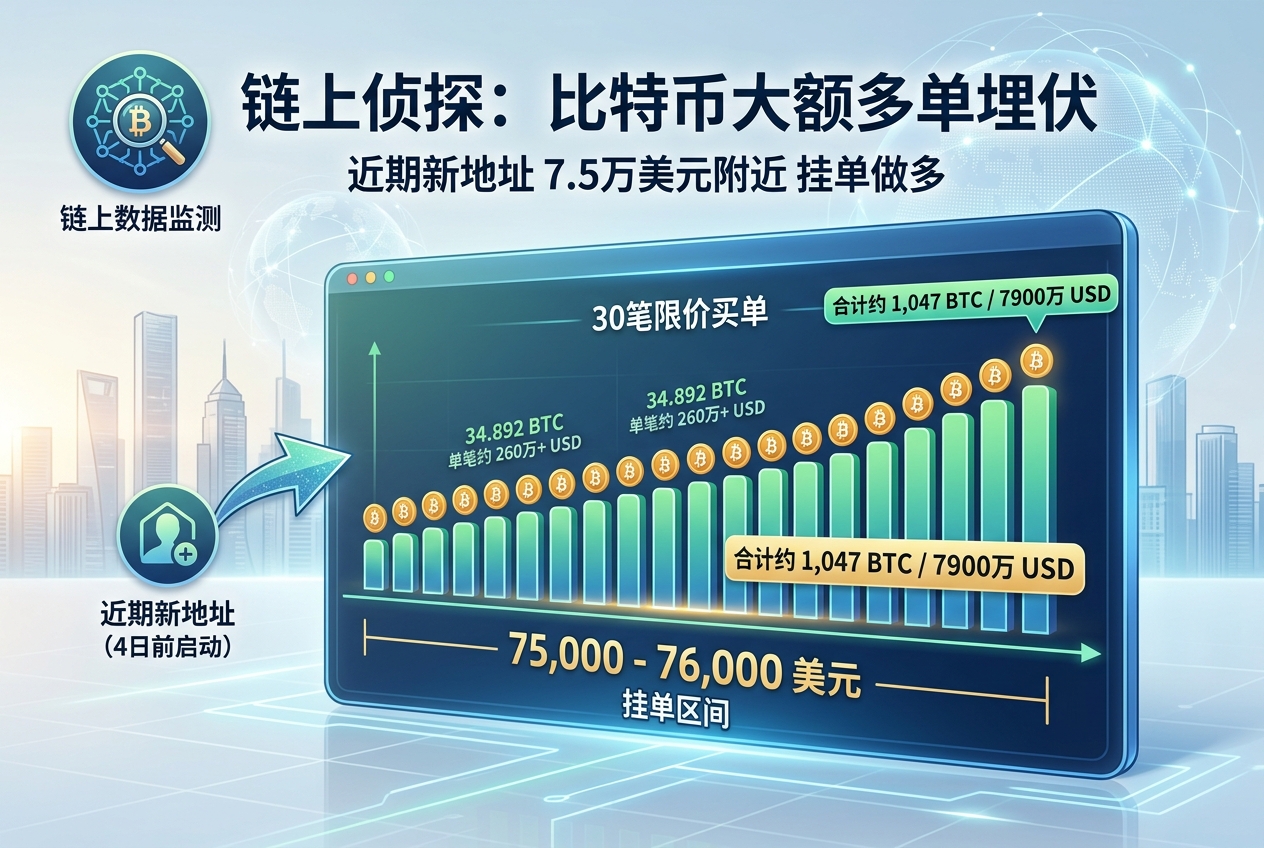 链上侦探|近8000万美元 BTC 买单被提前埋伏,新地址计划在 7.5 万美元附近做多