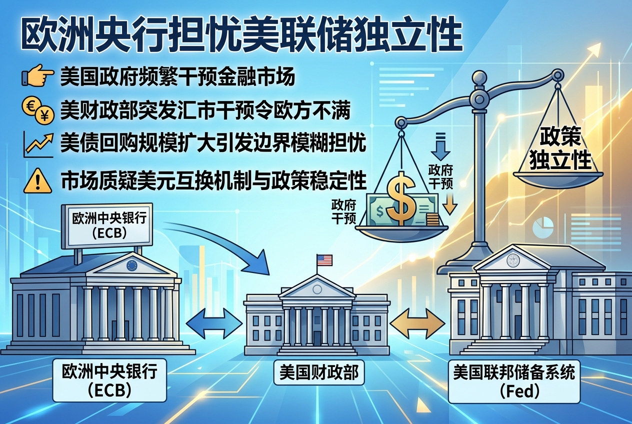 欧洲央行担忧美国政府干预金融市场并影响美联储独立性