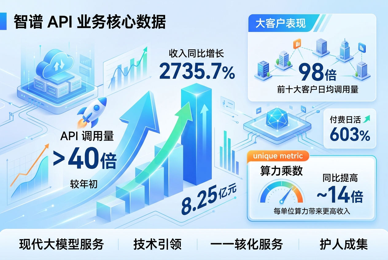 智谱 API 量价齐升:调用量增长超 40 倍,大客户增长 98 倍