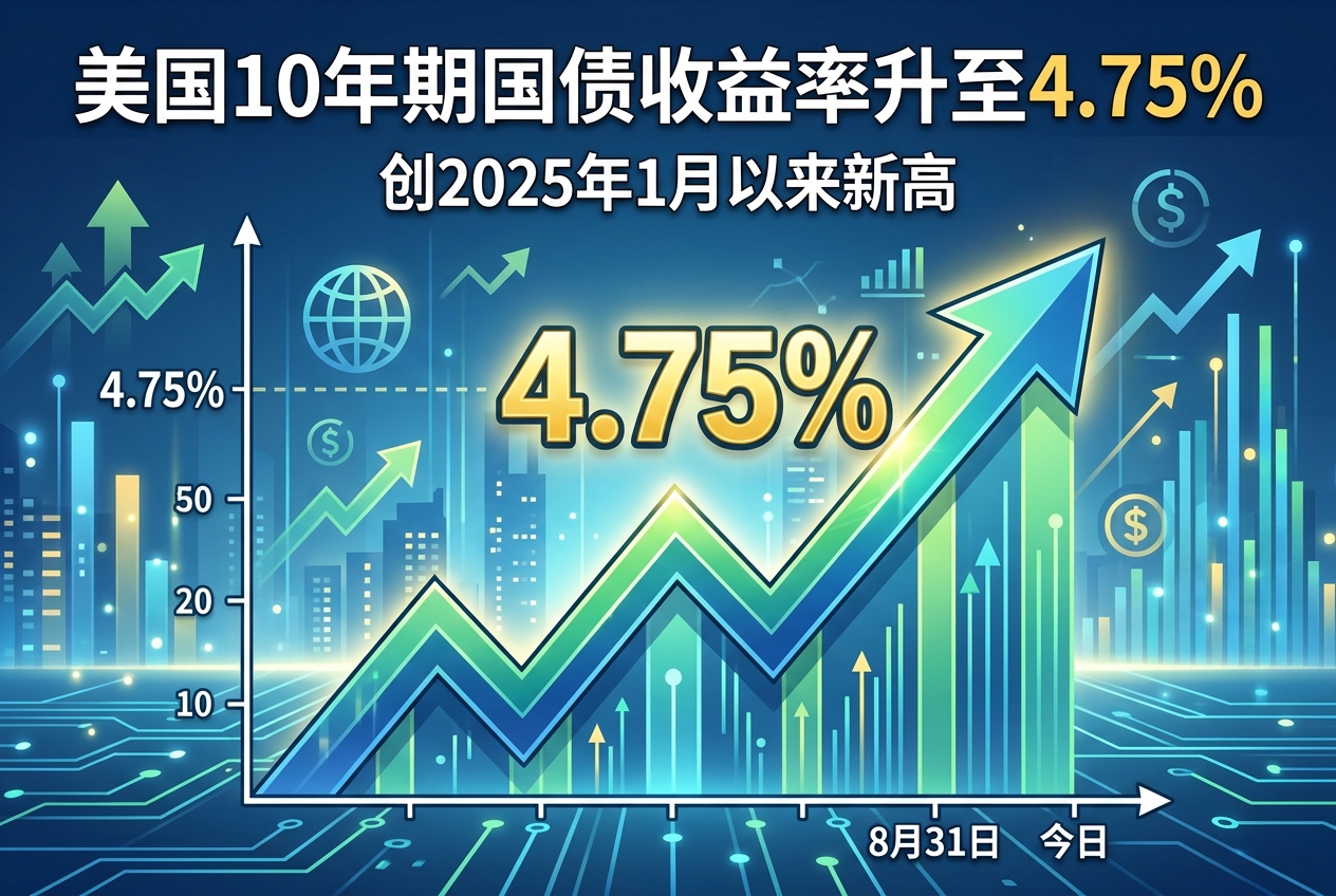 美国10年期国债收益率升至4.75%