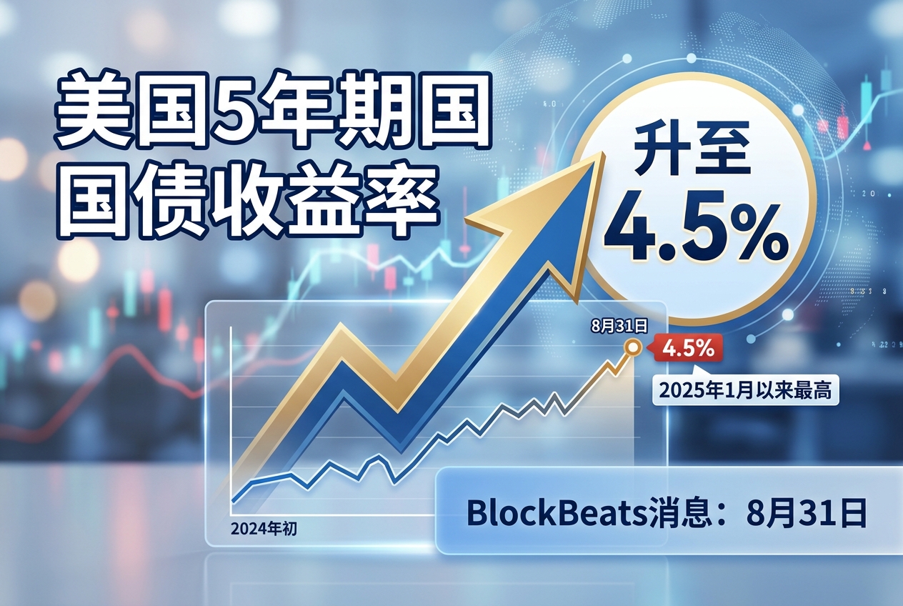 美国5年期国债收益率升至4.5%