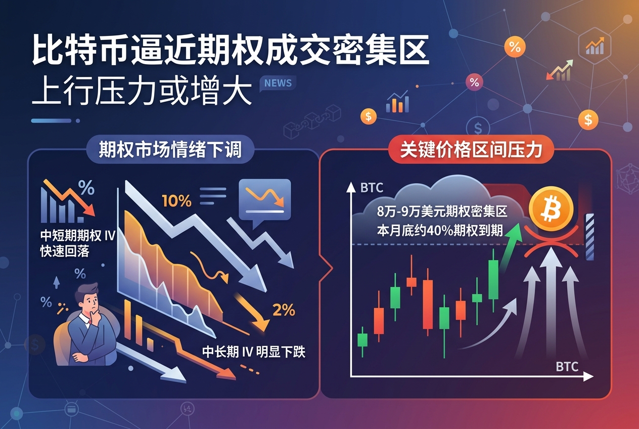 比特币逼近期权成交密集区,上行压力或增大