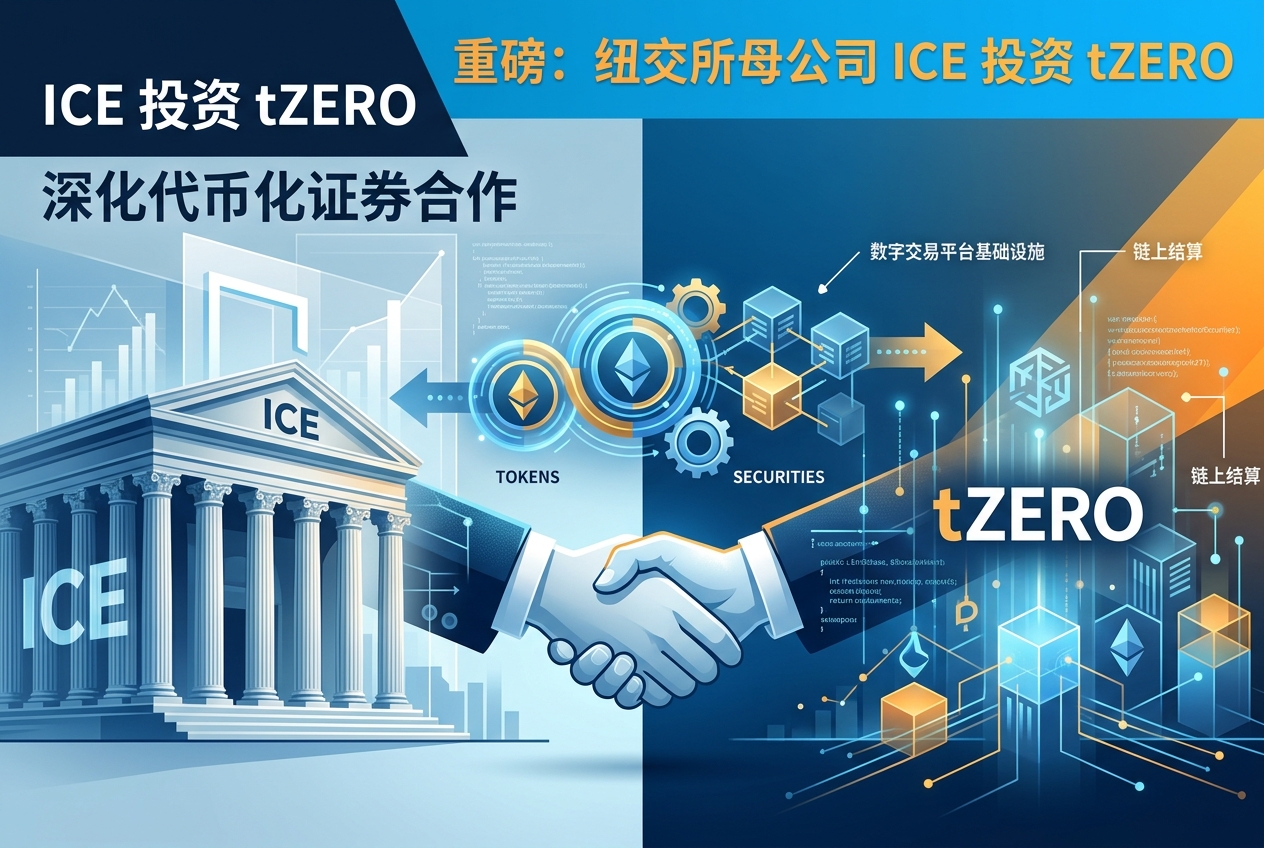 纽交所母公司 ICE 将投资 tZERO,获其区块链专利授权深化代币化证券合作
