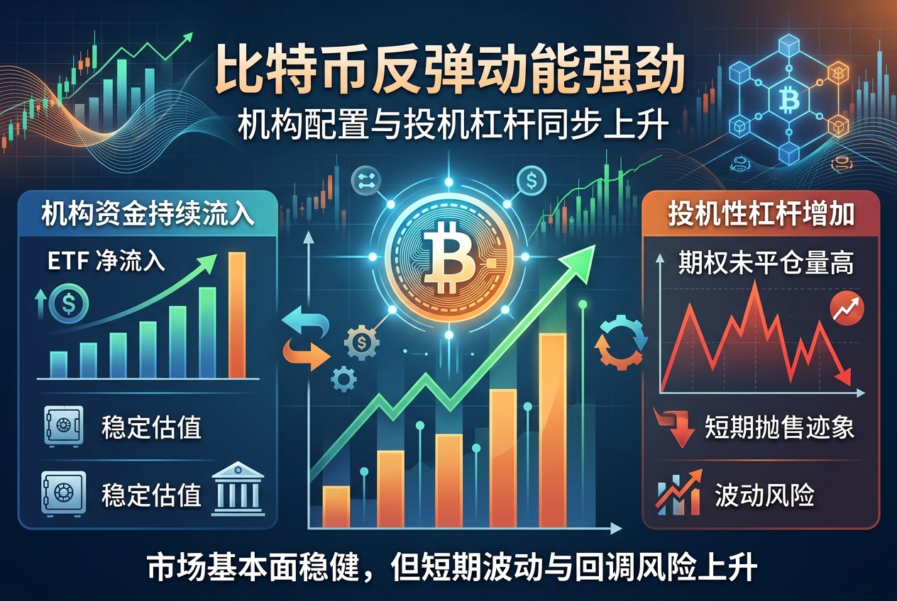 观点:比特币反弹动能仍强劲,机构配置与投机杠杆同步上升