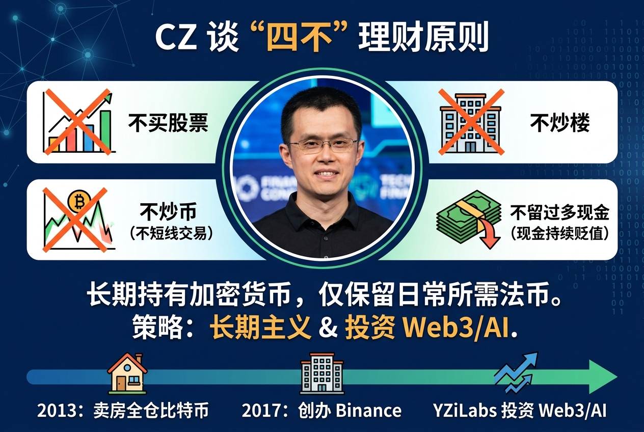CZ谈“四不”理财原则:不买股票、不炒楼、不炒币、不留过多现金
