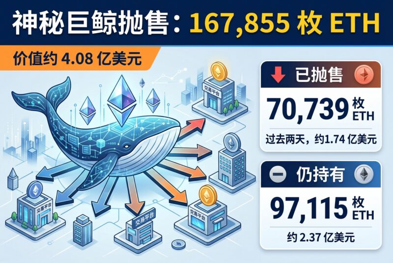 神秘以太坊巨鲸正抛售 167,855 枚 ETH,约合 4.08 亿美元-指挥使社区 - 真实线索、热点议题与深度观察