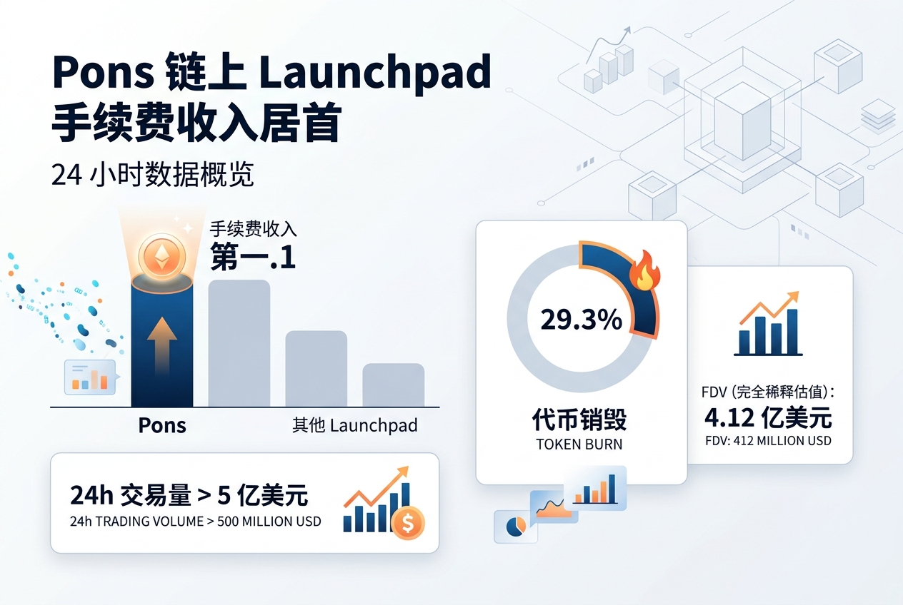 Pons 过去 24 小时链上 Launchpad 手续费收入居首