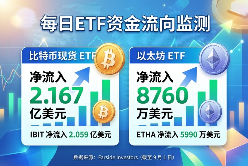 昨日比特币现货 ETF 净流入 2.167 亿美元,以太坊 ETF 净流入 8760 万美元-指挥使社区 - 真实线索、热点议题与深度观察