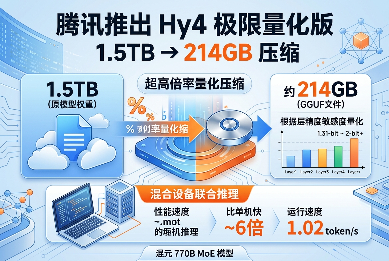 1.5TB 变 214GB:腾讯为 Hy4 preview 推出极限量化版