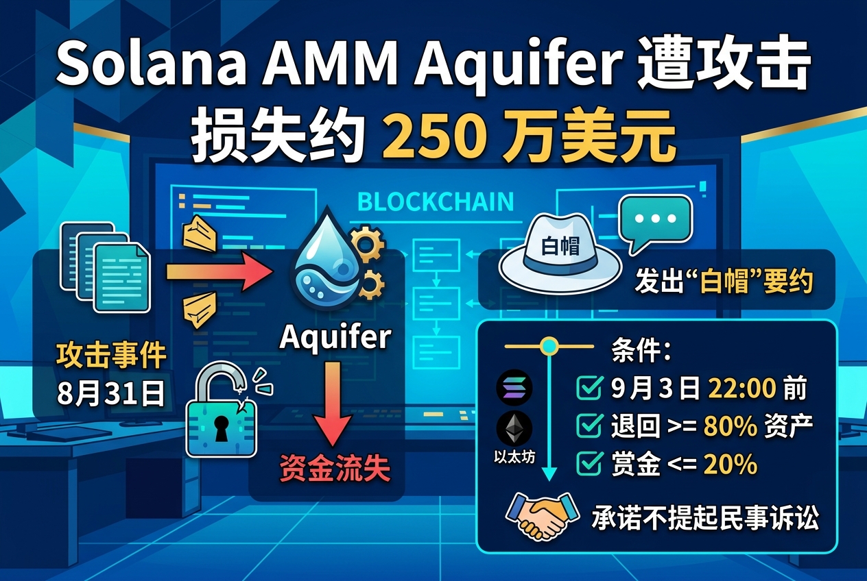 Solana AMM Aquifer 遭攻击,损失约 250 万美元