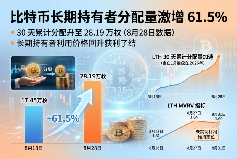 比特币长期持有者分配量升至 28.19 万枚,较 8 月 18 日增加 61.5%-指挥使社区 - 真实线索、热点议题与深度观察
