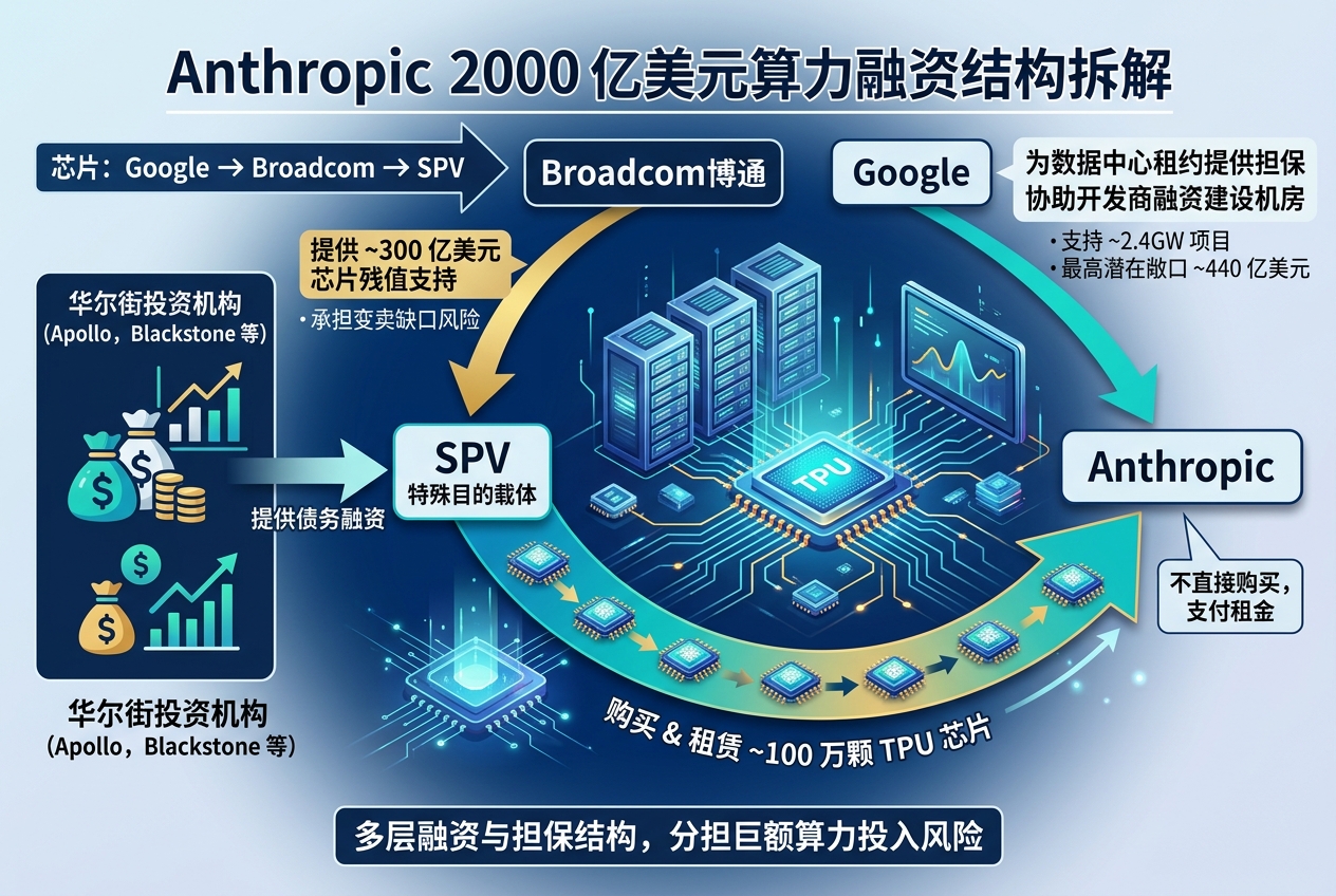 Anthropic 背后的 2000 亿美元融资结构:华尔街出资买芯片,Google 和 Broadcom 提供托底
