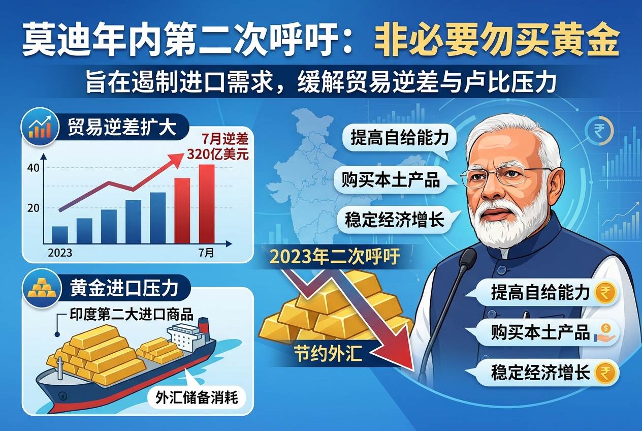 莫迪年内第二次呼吁印度民众非必要勿买黄金