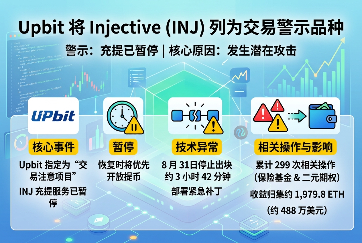 Upbit 将 Injective(INJ)列为交易警示品种