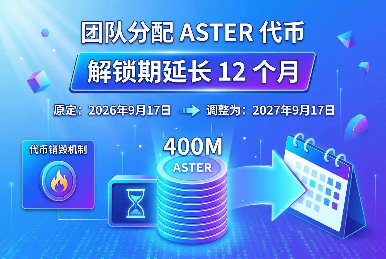 Aster：团队分配的 4 亿枚 ASTER 解锁期限延长 12 个月