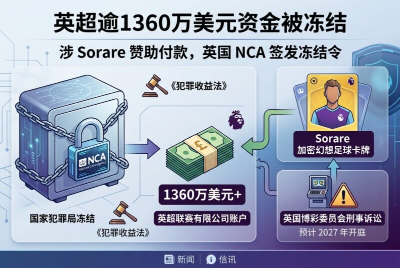 英国国家犯罪局冻结英超联赛逾 1360 万美元资金,涉 Sorare 付款-指挥使社区 - 真实线索、热点议题与深度观察