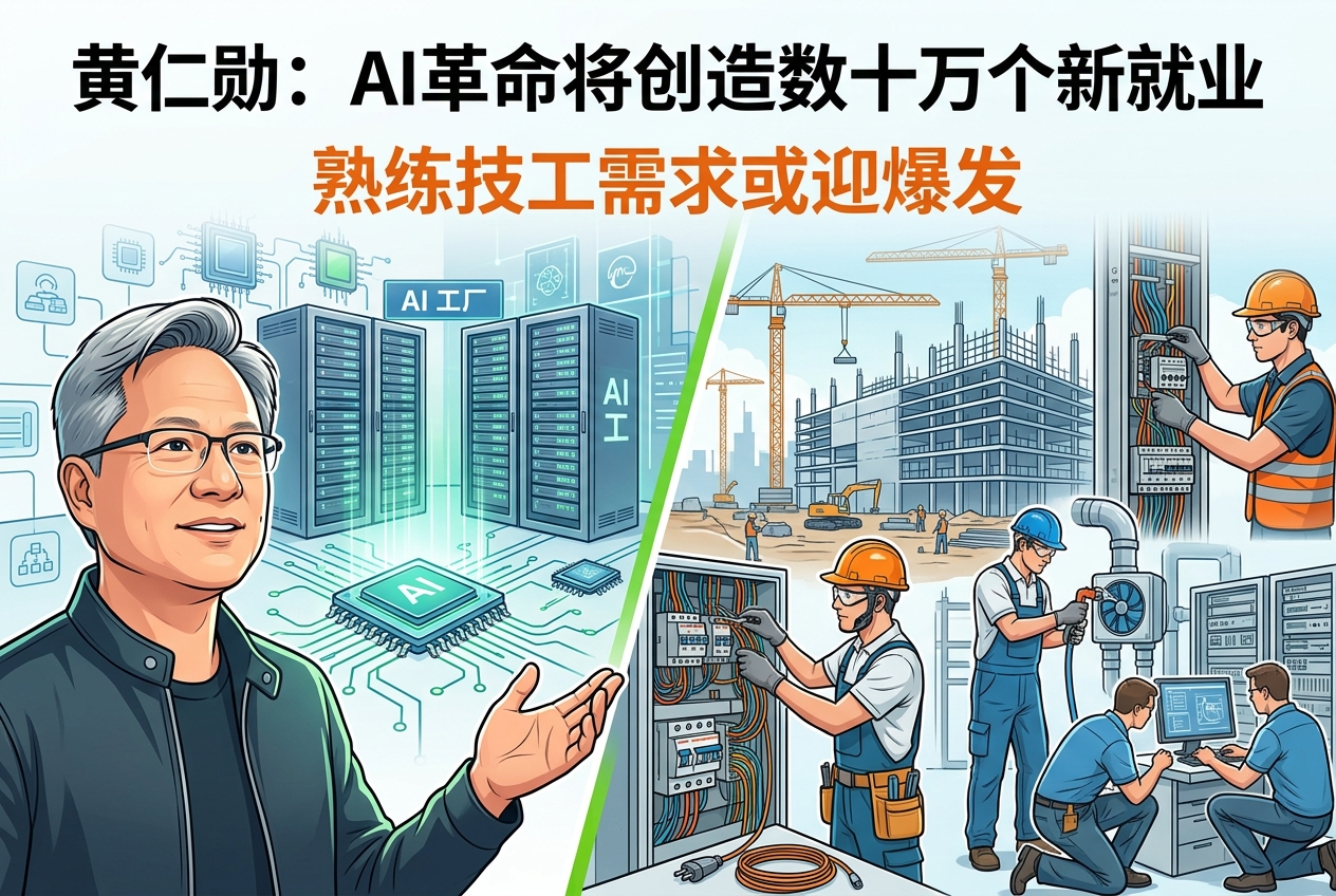 黄仁勋：AI 将创造数十万个就业岗位，熟练技工需求或迎爆发