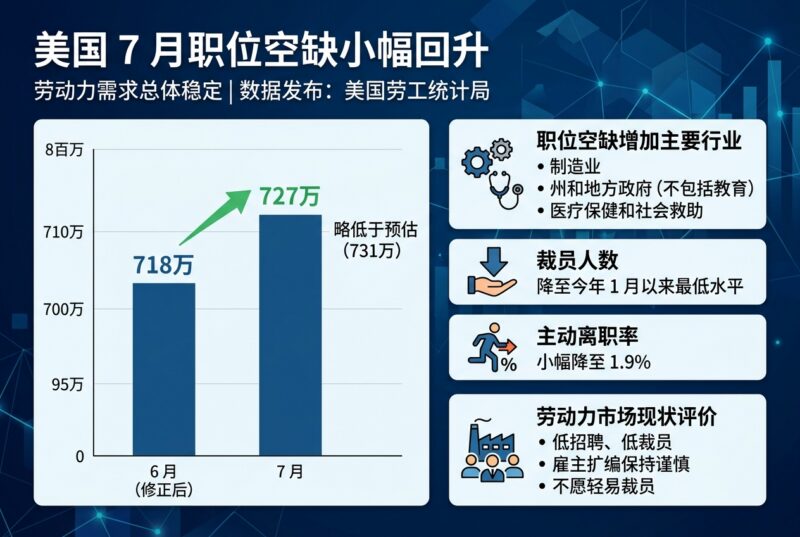 美国 7 月职位空缺小幅回升,劳动力需求总体稳定-指挥使社区 - 真实线索、热点议题与深度观察