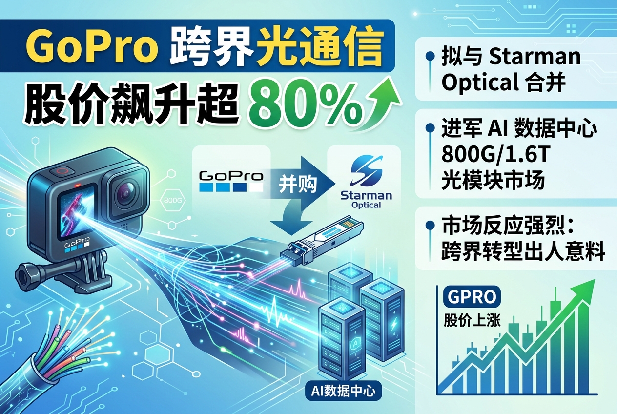 GoPro 股价飙升超 80%,跨界光通信令市场意外