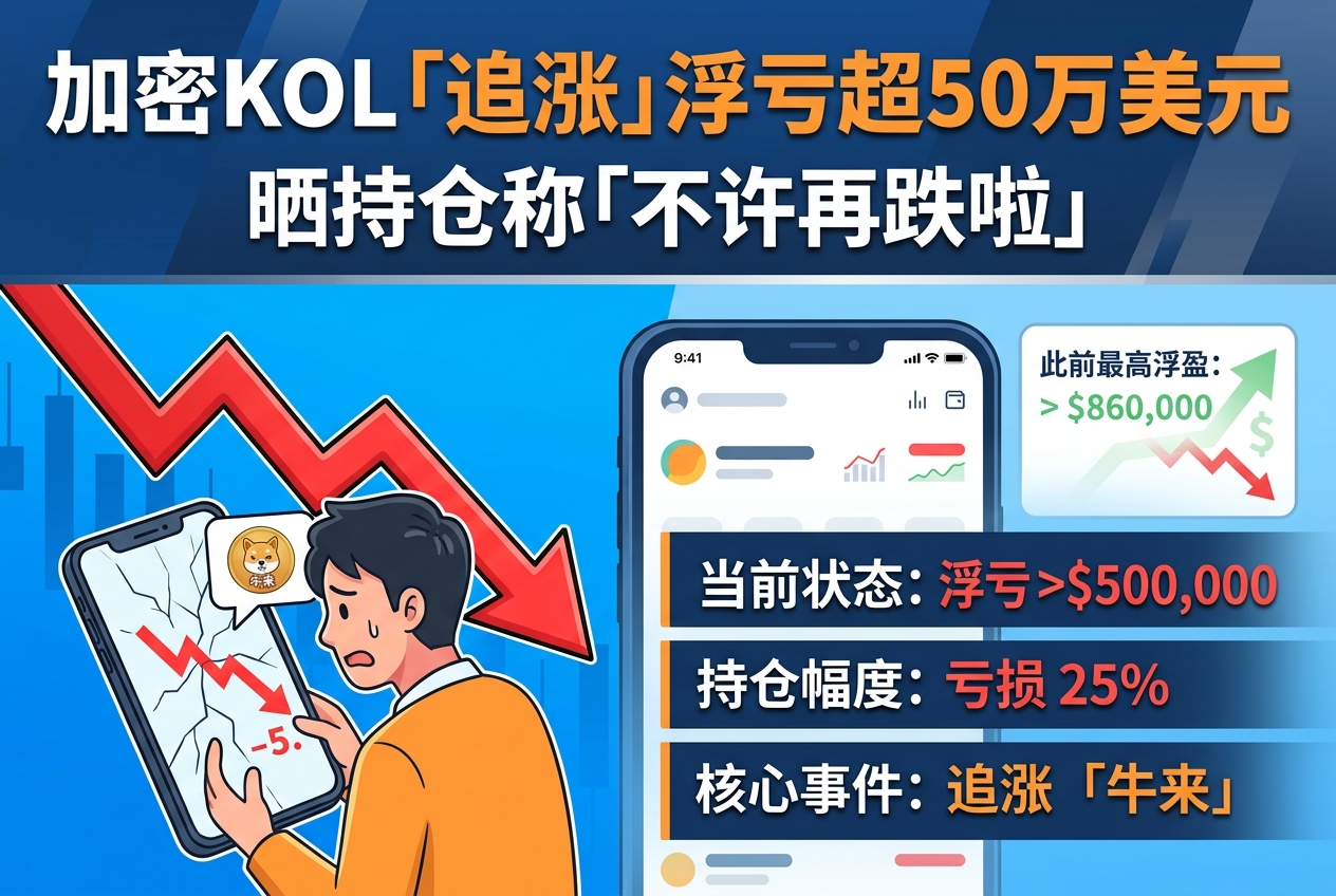 追涨「牛来」后浮亏超 50 万美元,加密 KOL XXAntiWar 晒持仓称「不许再跌啦」