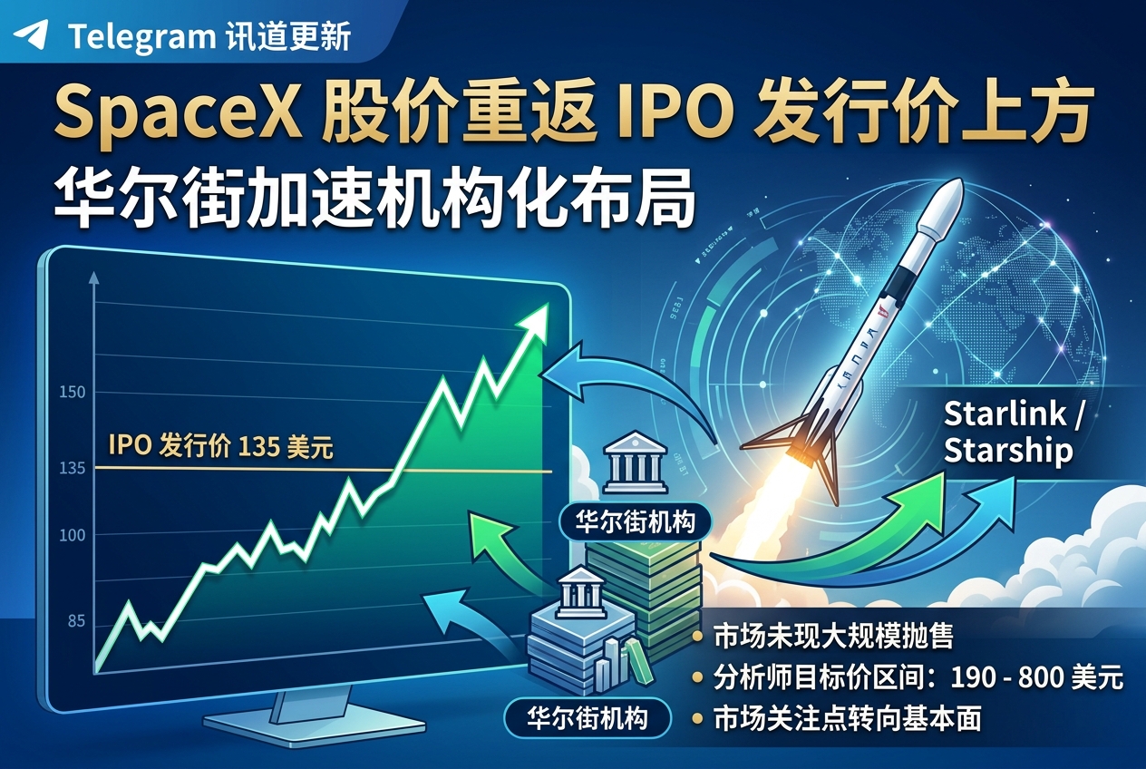 SpaceX 股价重返 IPO 发行价上方,华尔街加速机构化布局