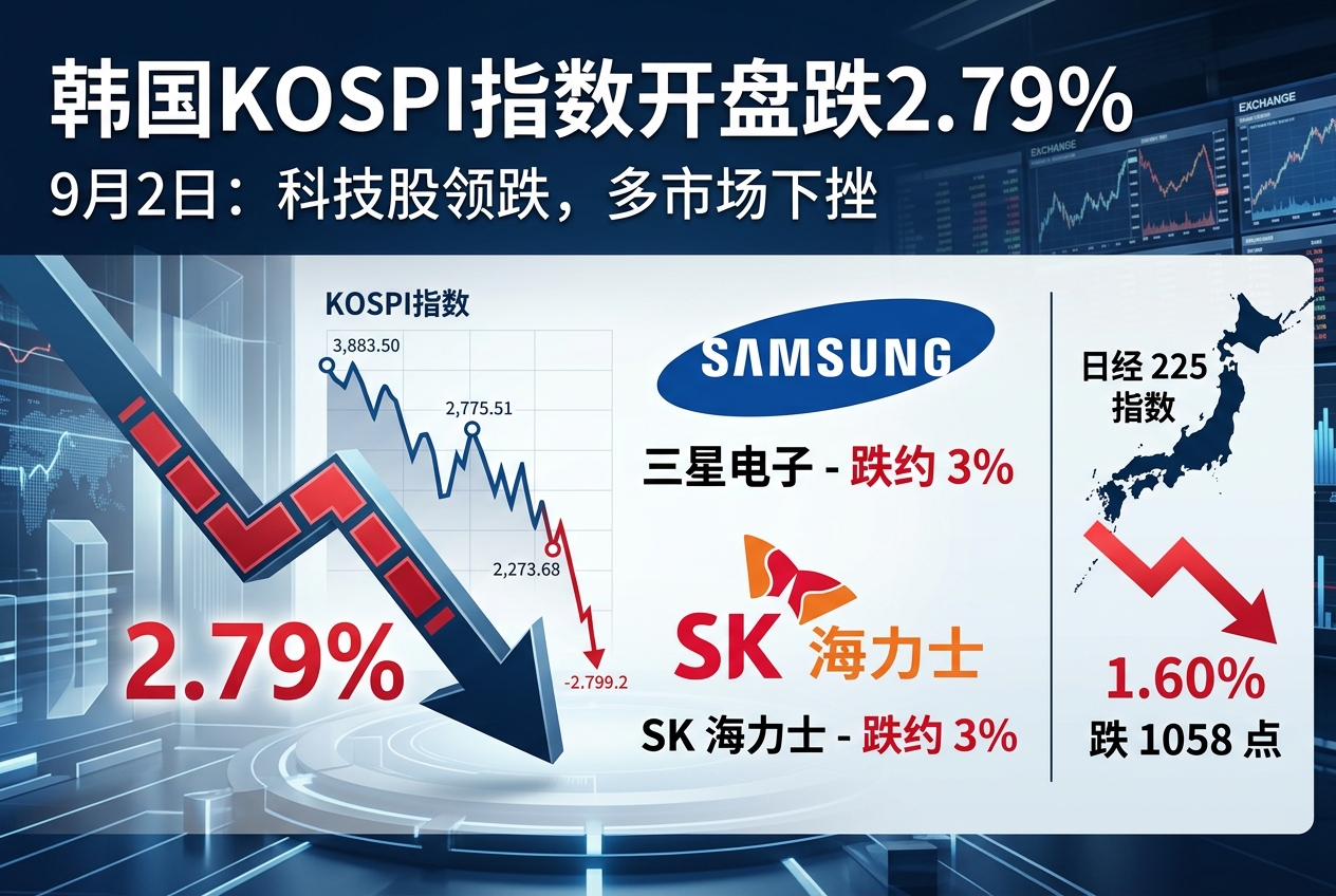 韩国 KOSPI 指数开盘跌 2.79%