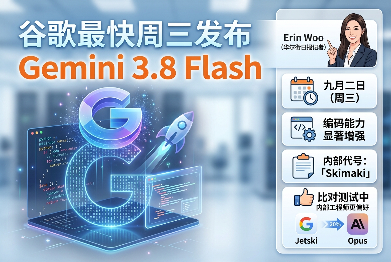 谷歌最快将于周三发布 Gemini 3.8 Flash