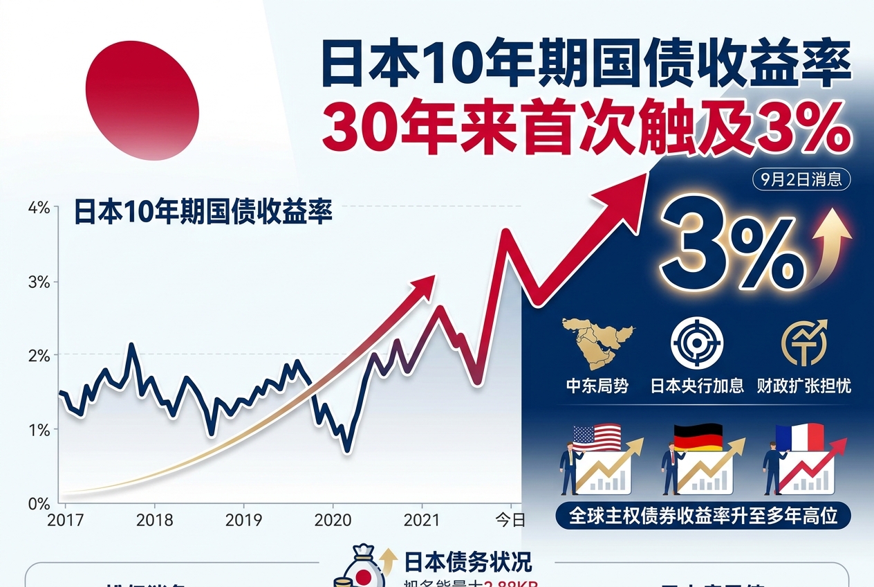 日本10年期国债收益率30年来首次触及3%