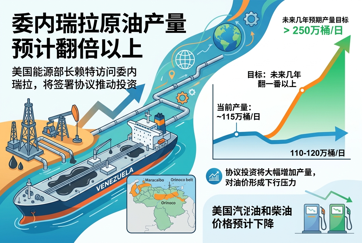 美国能源部长：未来几年委内瑞拉原油产量将翻一番以上