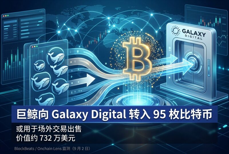 巨鲸向 Galaxy Digital 转入 95 枚比特币，或用于场外交易出售-指挥使社区 - 真实线索、热点议题与深度观察