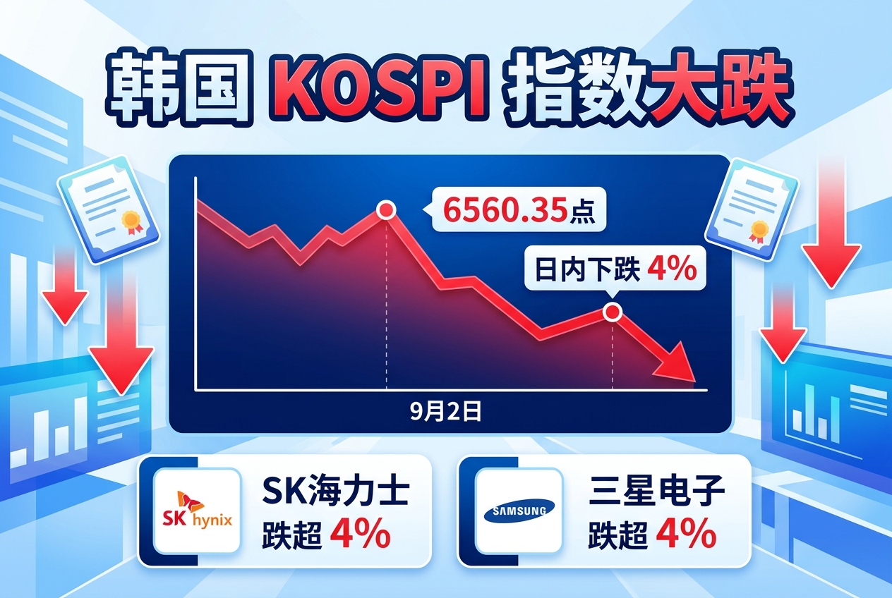 韩国 KOSPI 指数日内下跌 4%