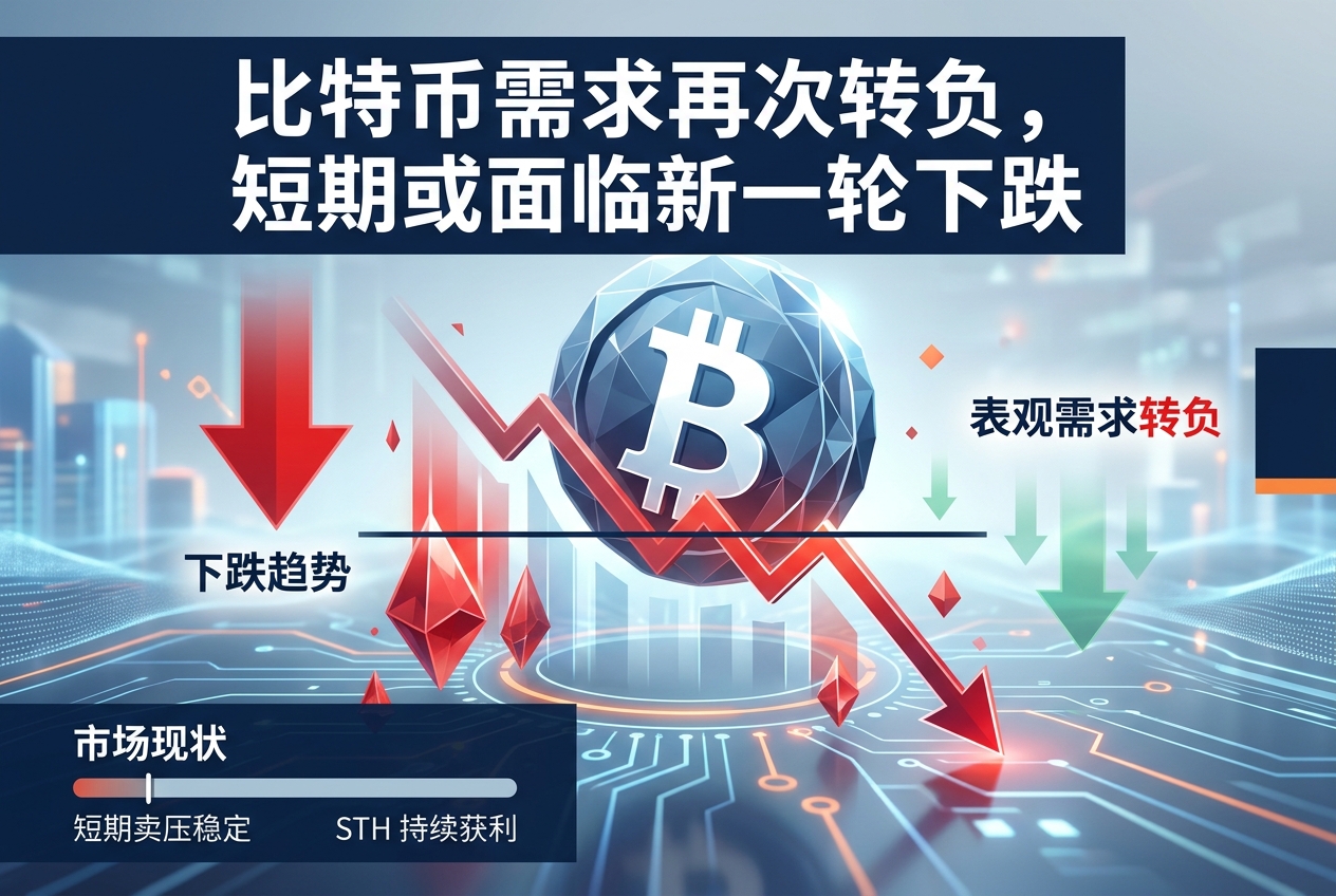 比特币需求再次转负,短期或面临新一轮下跌