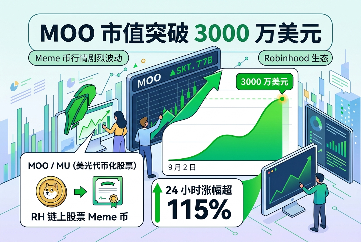 Robinhood 生态 Meme 币 MOO 市值短时突破 3000 万美元
