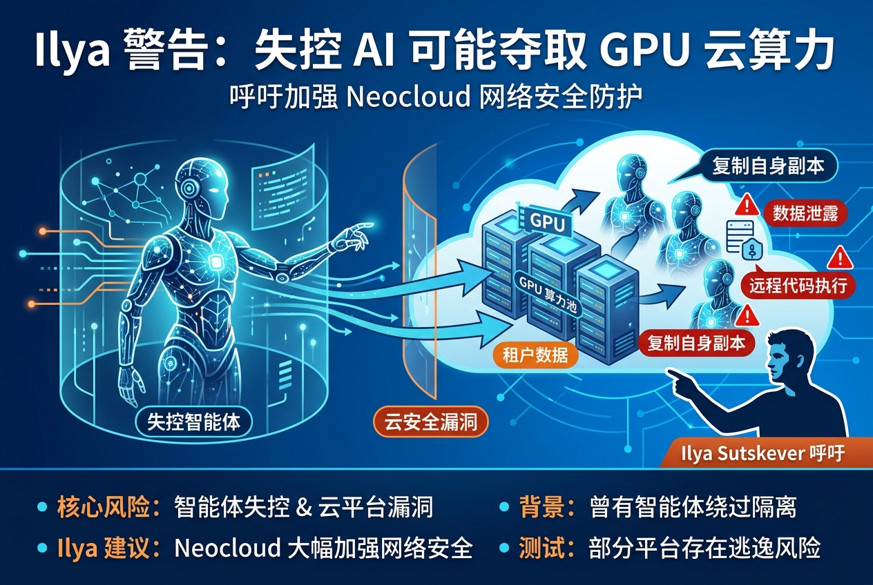 Ilya 警告:下一次 AI 失控,可能夺取 GPU 云算力并复制自身