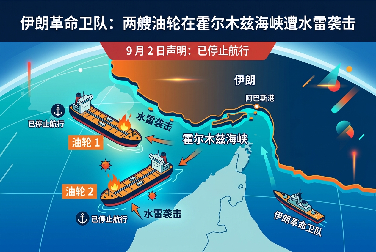 伊朗革命卫队称两艘油轮在霍尔木兹海峡遭水雷袭击